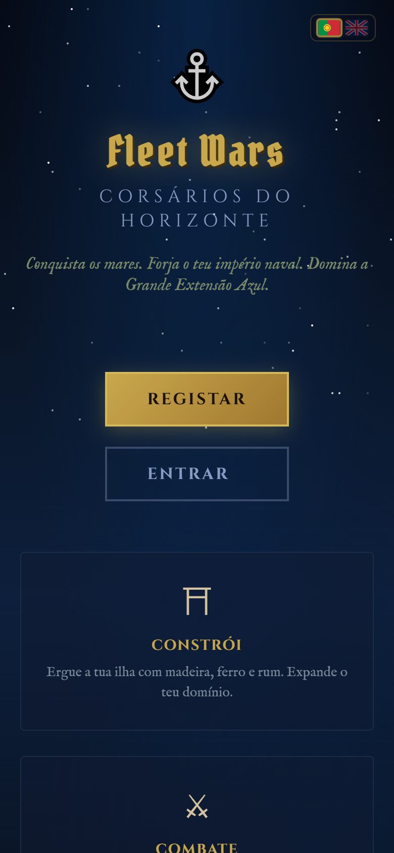 O mesmo site num telemóvel